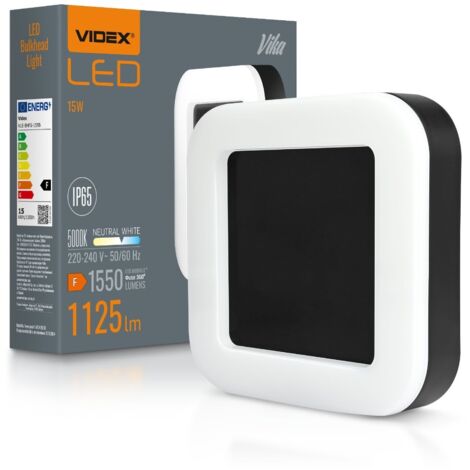 Applique esterna da parete quadrata nera 15W IP65 Videx