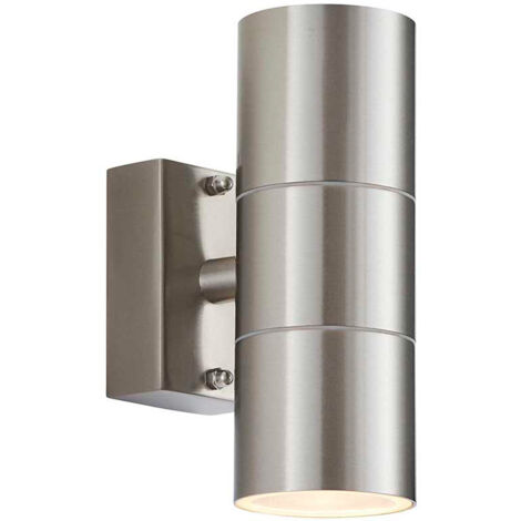 Applique esterna Endon Canon inox lucido 2xGU10 su/giù IP44
