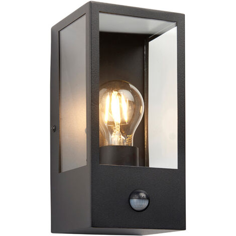 Applique esterna industriale con sensore PIR nera E27