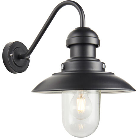 Applique esterna industriale nera E27 IP44 Hereford Endon