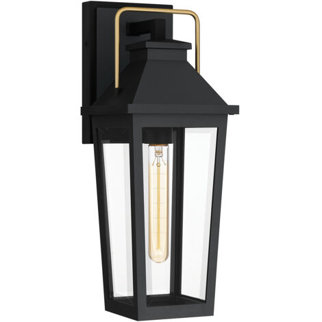 Applique esterna lanterna classica nera ottone E27 40W IP44