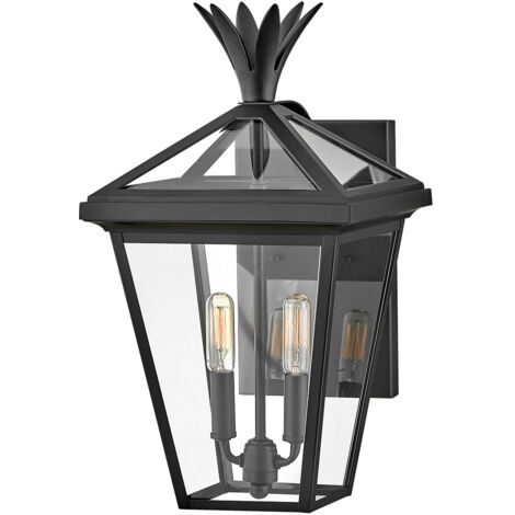 Applique esterna lanterna nera 2xE14 IP44 Palma Hinkley