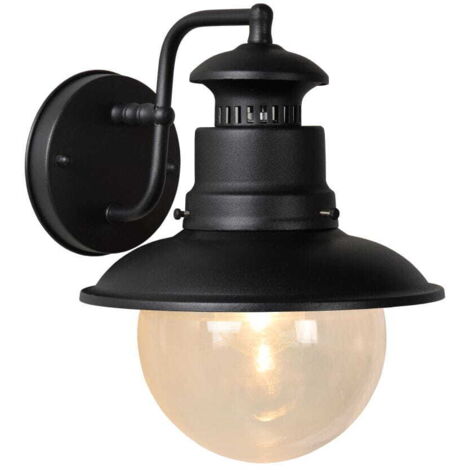 Applique esterna Lucide Figo E27 IP44 nera vetro trasparente