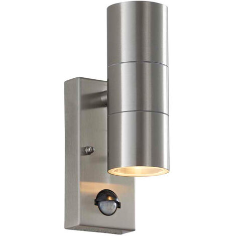 Applique esterna PIR inox lucido su/giù 2xGU10 Endon Canon