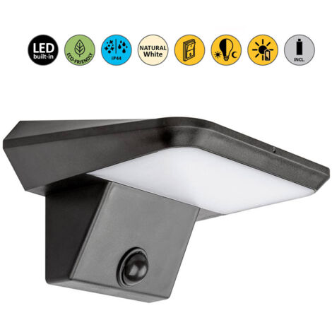 Applique esterna solare LED 10W sensore nero Rabalux
