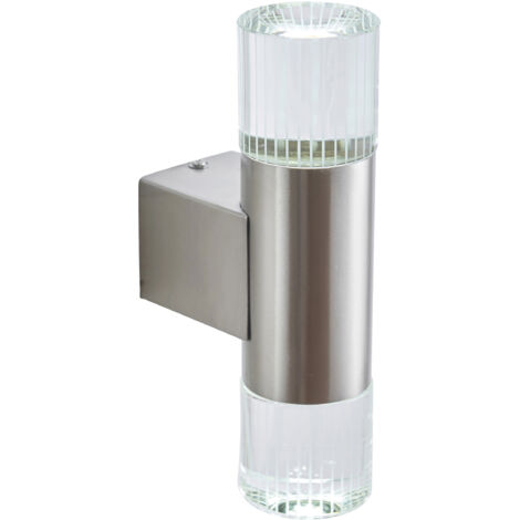 Applique esterna su/giù inox cromata cristallo LED 2x0,8W IP44