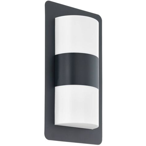 Applique Esterno Cistierna Metallo Grigio Policarbonato Bianco 2 Luce E27