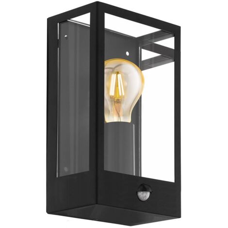 Applique Esterno Contemporanea Alamonte Acciaio Nero Vetro Bianco 1 Luce E27
