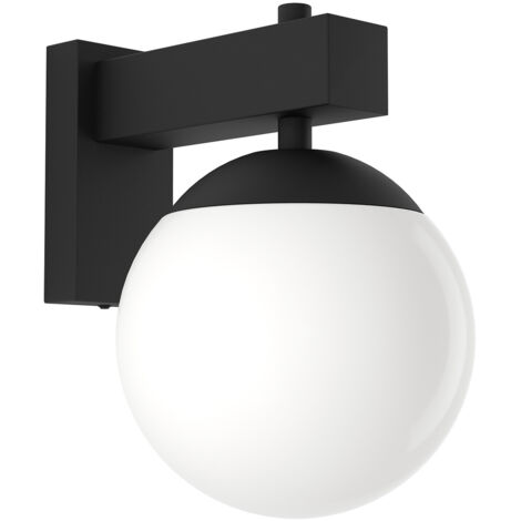 Applique Esterno Contemporanea Bufalata Acciaio Nero Policarbonato Bianco E27