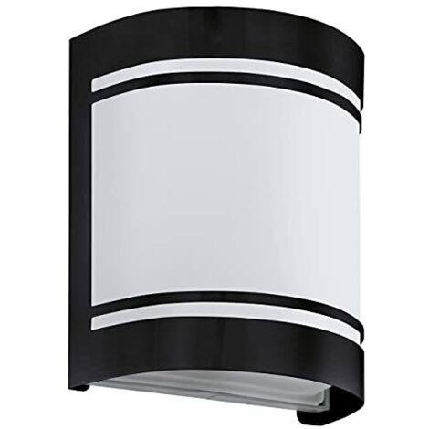 Applique Esterno Contemporanea Cerno Metallo Nero Vetro Bianco 1 Luce E27