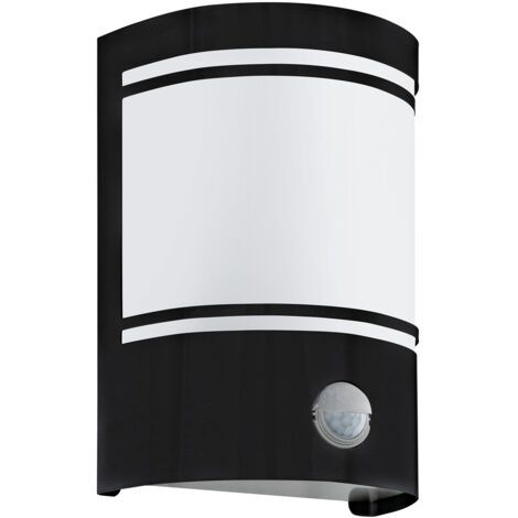 Applique Esterno Contemporanea Cerno Metallo Nero Vetro Bianco Luce