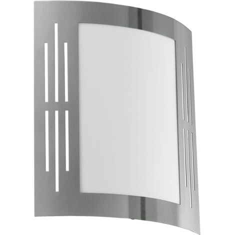 Applique Esterno Contemporanea City Acciaio Argento 1 Luce E27