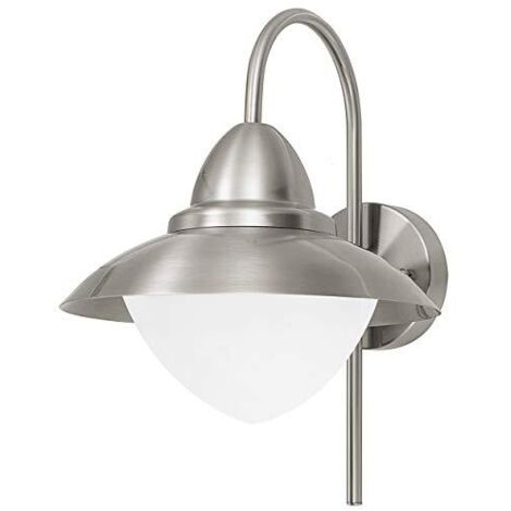 Applique Esterno Contemporanea Sidney Acciaio Argento Vetro Bianco E27