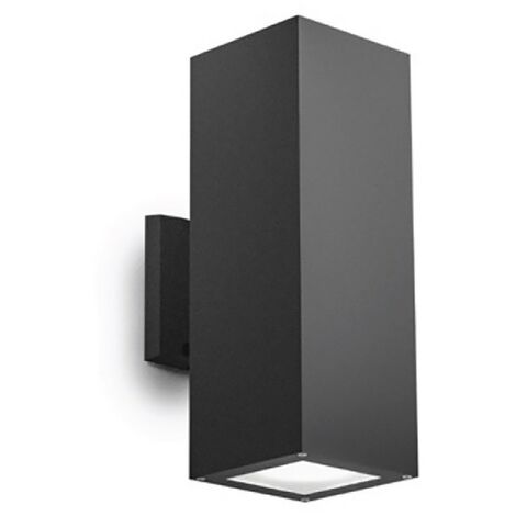 Applique esterno gea led amon qb ges1016 ges1017 ip65 e27 led lampada parete moderna biemissione, finitura metallo antracite