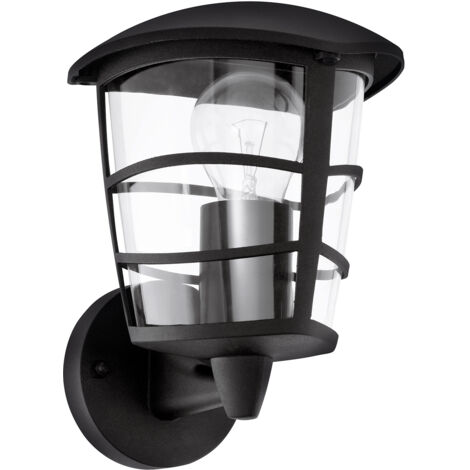 Applique Esterno Moderna Aloria Alluminio Nero Policarbonato Trasp 1 Luce E27