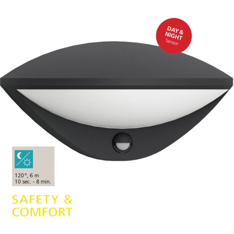 Applique Esterno Moderna Belcreda Alluminio Grigio Policarbonato Bianco Led