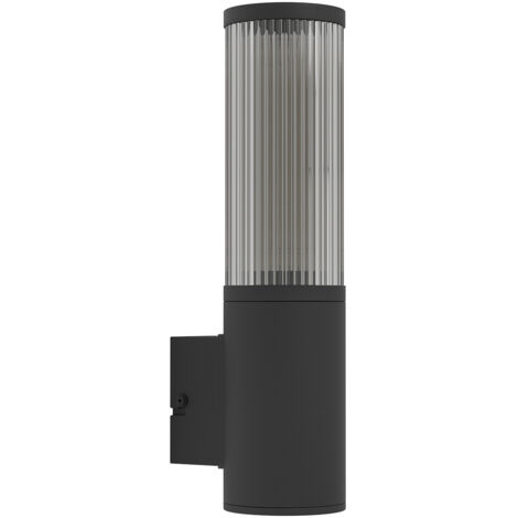 Applique Esterno Moderna Salle Alluminio Nero Policarbonato Trasp 1 Luce E27