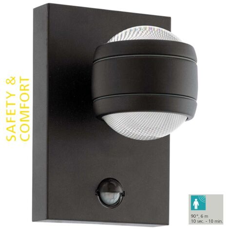 Applique Esterno Moderna Sesimba 1 Metallo Nero Policarbonato Bianco Led