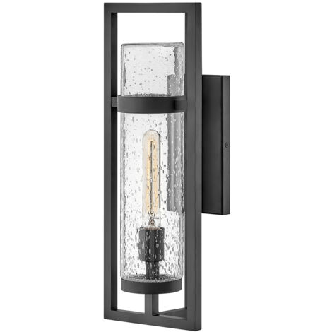 Applique esterno nero cilindro vetro bolle E27 IP44