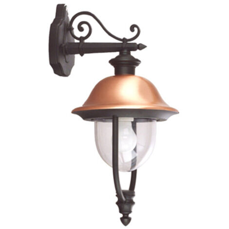 Applique Esterno Tatum Alluminio Nero Rame Giu' 1 Luce E27 Ip44
