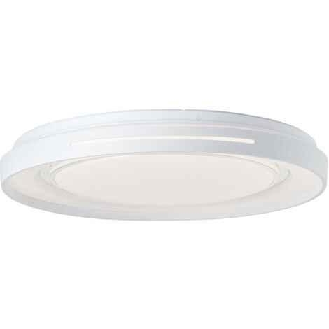 Applique et plafonnier LED Brilliant Barty 48cm blanc/chrome, métal/plastique, 1x 30W LED intégrée, (flux lumineux : 2900lm, couleur de la lumière : 3000-6500K)