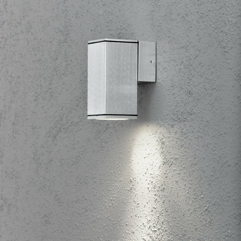 Konstsmide Monza Applique murale carrée extérieure moderne en aluminium anodisé simple GU10, IP44