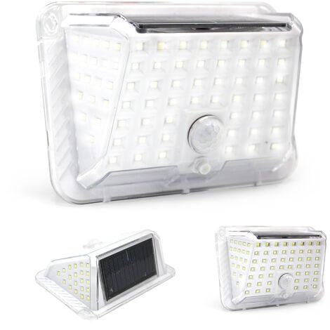 FISHTEC Applique Extérieur Solarlight 90 LED Détecteur de Mouvement - 3 Niveaux de Luminosité + Panneau Solaire