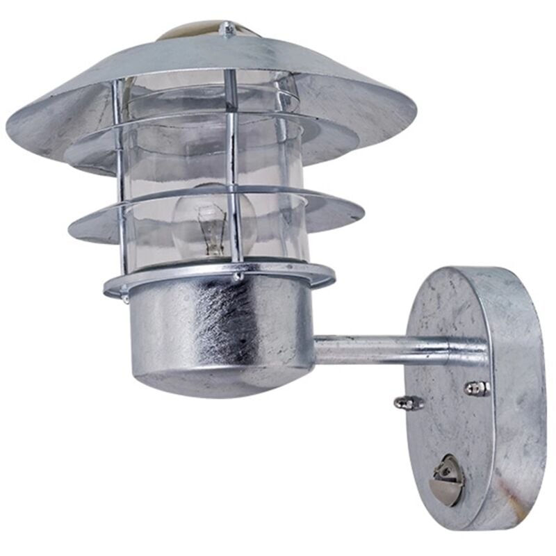 Applique Extérieure Acier Galvanisé Stage avec capteur pir Argent