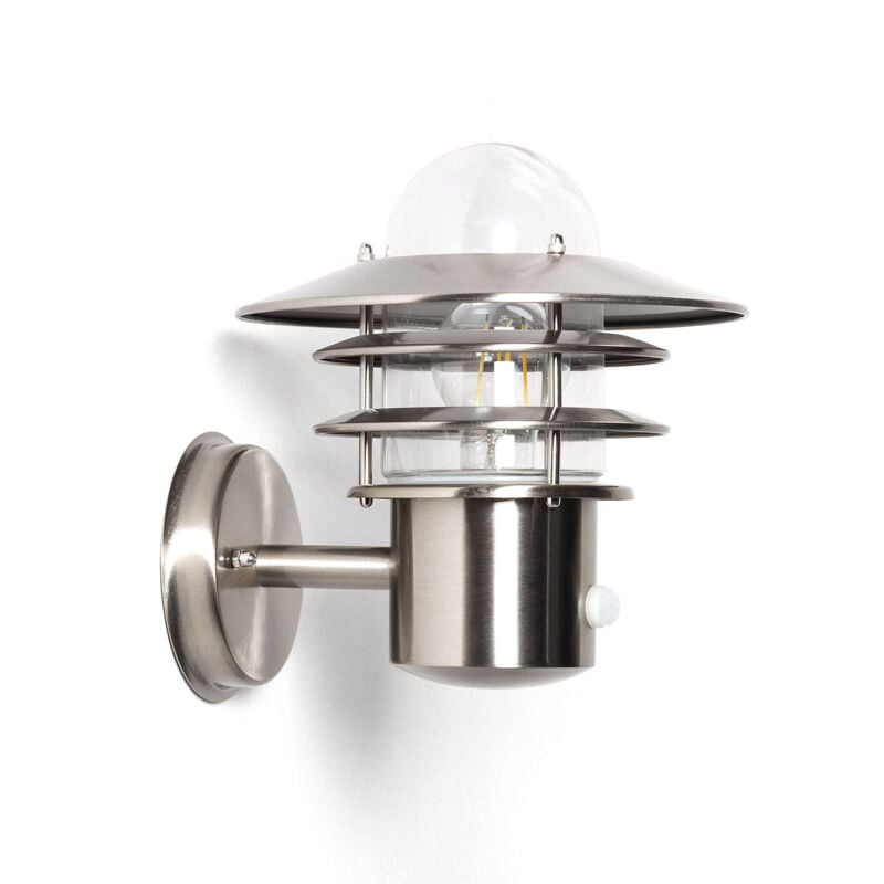 Ledkia - Applique Extérieure Acier Inoxydable Stage avec Capteur pir Argent