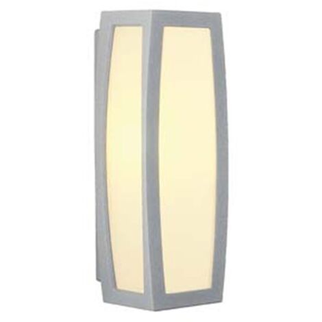 Applique exterieure alu grise 380x140x135mm diffuseur opale culot E27 pour lampe 25W max (non incl) IK02 IP54 MERIDIAN BOX