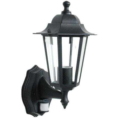 Applique extérieure avec détecteur 60W E27 – Fonte d'aluminium noire – Indice de protection IP43 – Angle de détection 120° – Distance 8m