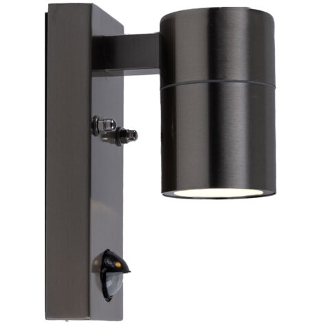 Applique extérieure avec détecteur de mouvement Acier inoxydable Lampe de façade Lampe de terrasse Lampe de jardin couleur acier, 1x GU10, LxHxP 6,8 x 16,3 x 11 cm