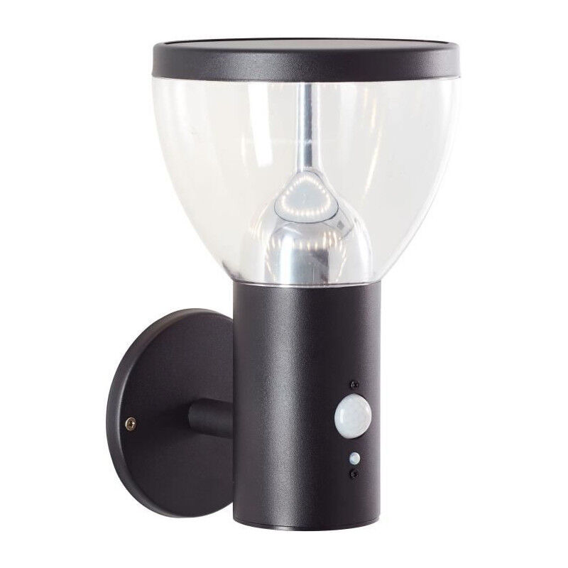 Applique extérieure Brilliant tulip - led et solaire - Détecteur de mouvement - Acier inoxydable et plastique - 4 w - Noir