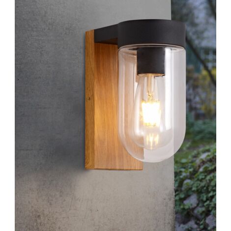 Applique exterieure CABAR Bois et noir ampoule E27 max 40W - Brilliant