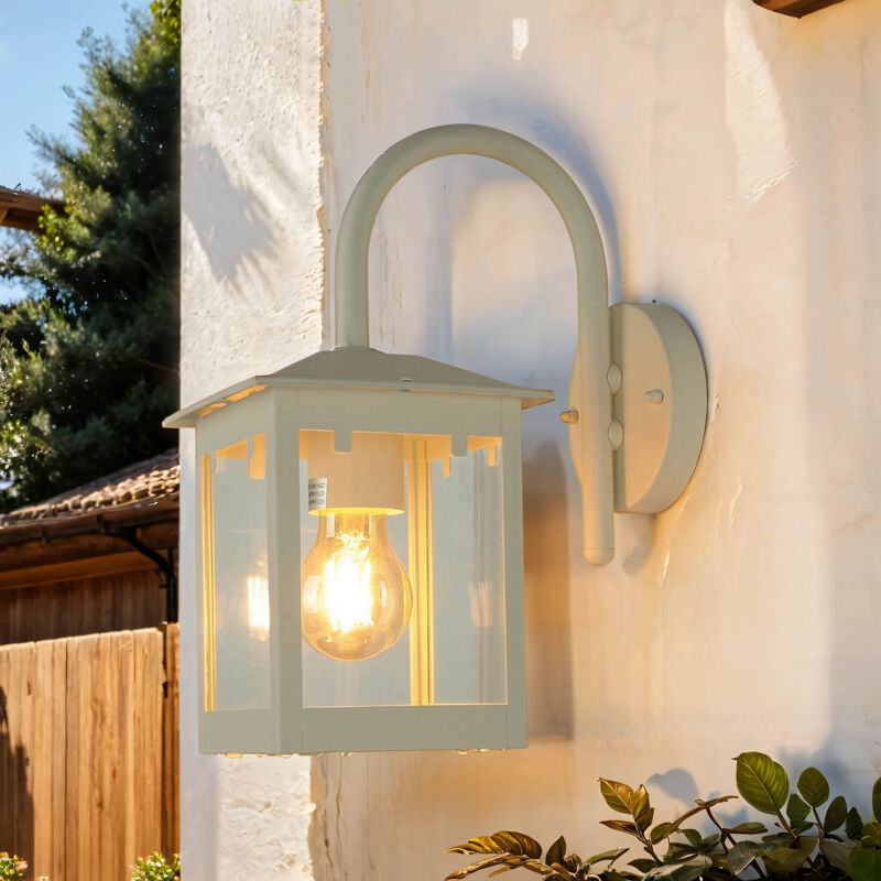 Licht-erlebnisse - Applique d'extérieur Creme blanche en forme de lanterne dans le style rustique E27 étanche IP23 - Crème Licht-erlebnisse - Applique d'extérieur Creme blanche en forme de lanterne dans le style rustique E27 étanche IP23 - Crème