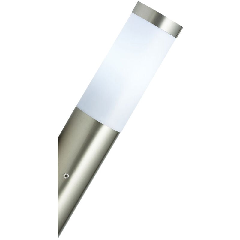 Applique murale torche murale en acier inoxydable pour lampe de jardin extérieure applique balcon, opale, 1x douille E27, DxH 7,8x36,5 cm