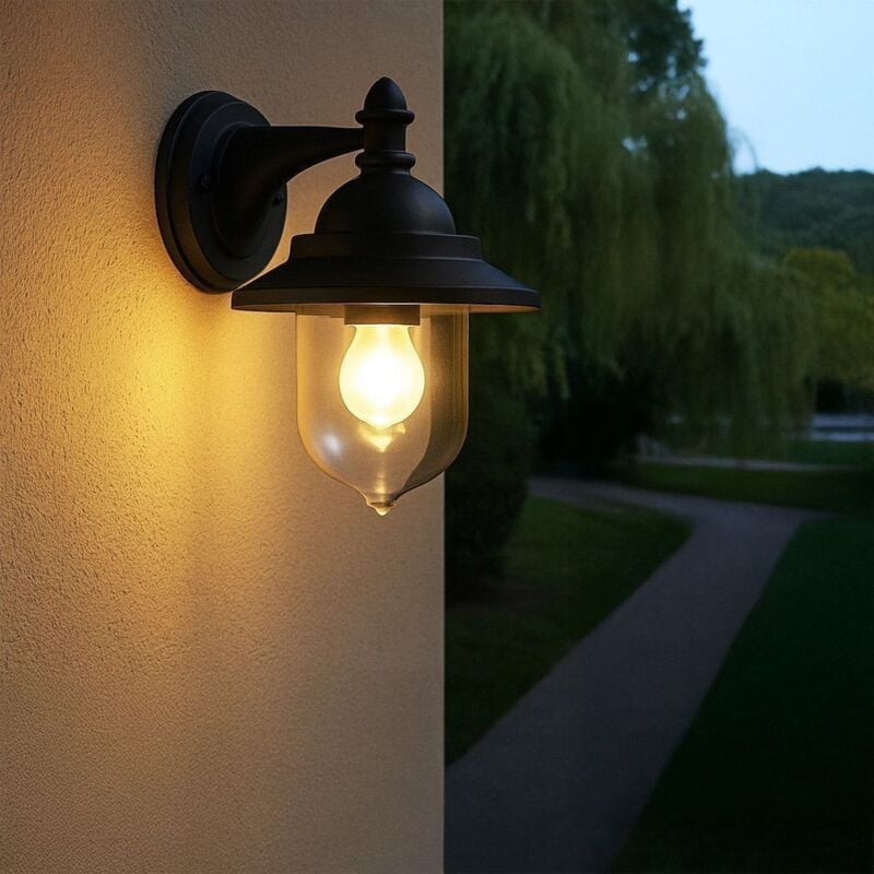 Applique extérieure E27 london IP44 Noir Mat