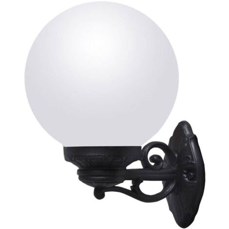 Applique extérieure globe E27 IP55 – Diffuseur PMMA résistant – Support noir – Pour éclairage extérieur durable – Fumagalli