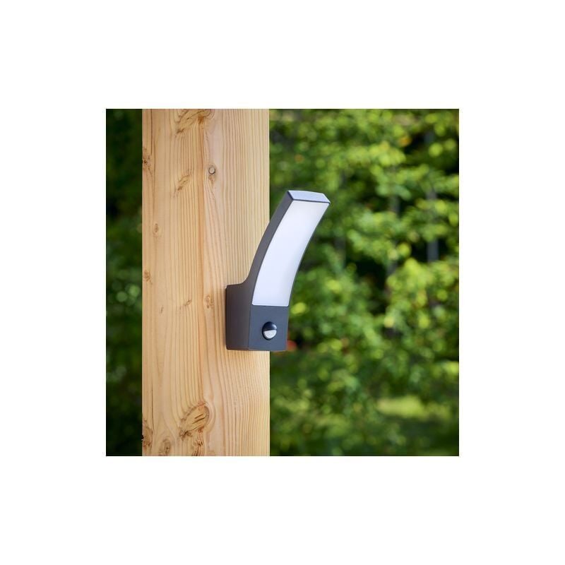 Applique Extérieure Incurvée led smd 12W Détecteur Fonte d'aluminium Noir Crealys