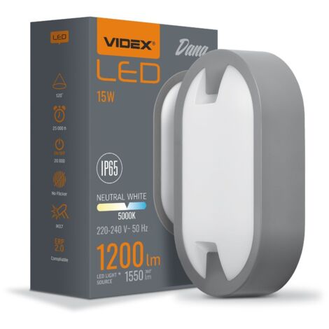 Applique extérieure LED 15W 1550lm 5000K Videx grise