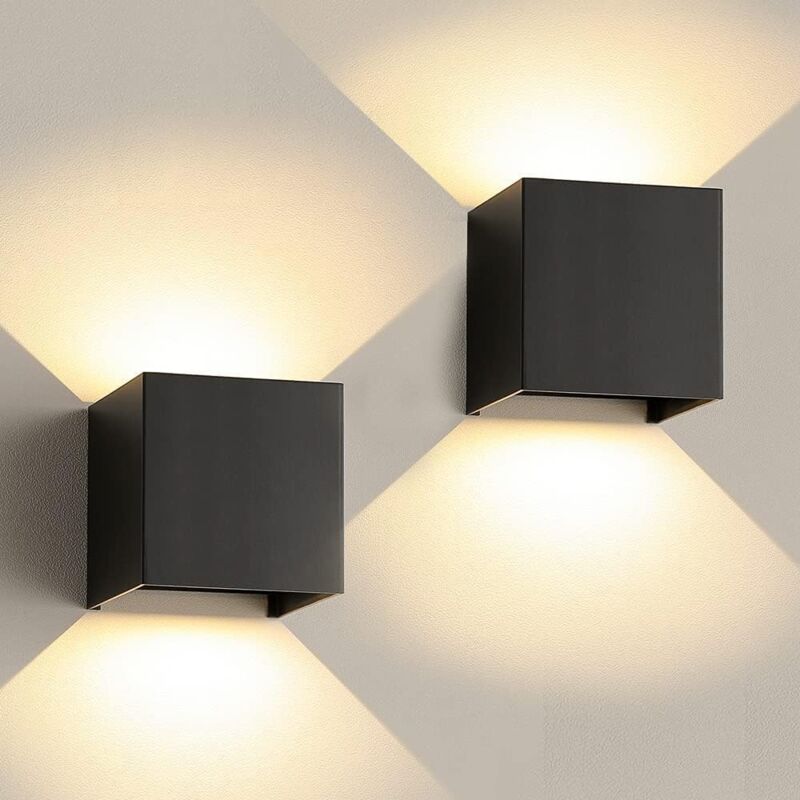 Applique Extérieure Murale 2 packs, 12W Lumiere Exterieure Murale(wall light) 3000K,Angle de Faisceau Réglable Applique Murale Extérieure, IP65