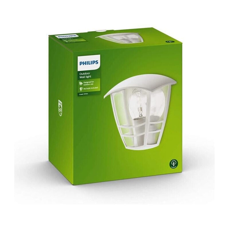 CREEK-Applique murale dexterieur Metal H19,5cm Blanc Philips