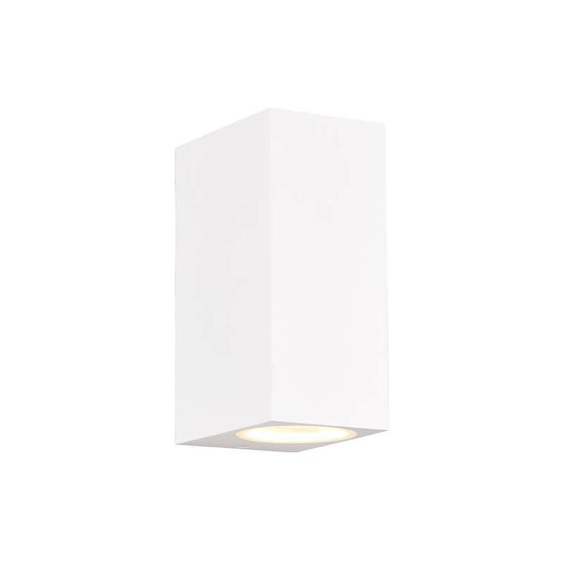Applique extérieure Roya en aluminium moulé carrée blanche à double émission IP44 H.15cm