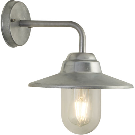 Applique exterieure TORONTO galvanisé argenté et verre transparent E27 maxi 60w