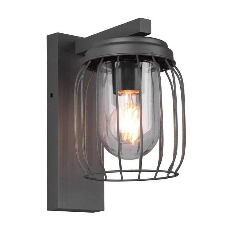 Applique extérieure Tuela anthracite avec diffuseur en cage blanc IP44 h. 28cm