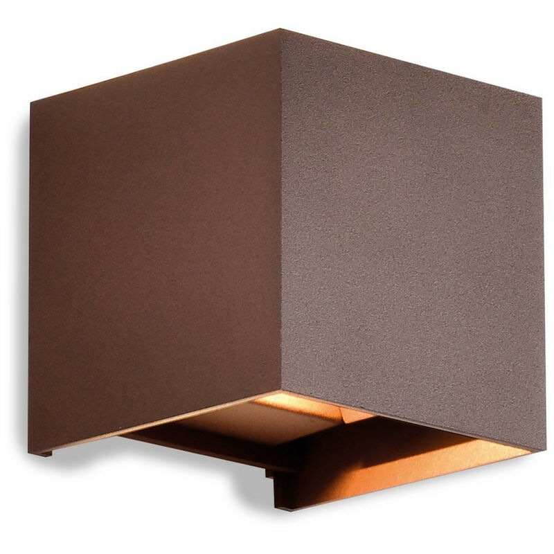 Inspired Mantra Fusion Davos Applique murale carrée Davos, 2 x 6W led, 3000K, 1100lm, IP54, Brun rouille, 3 ans de garantie