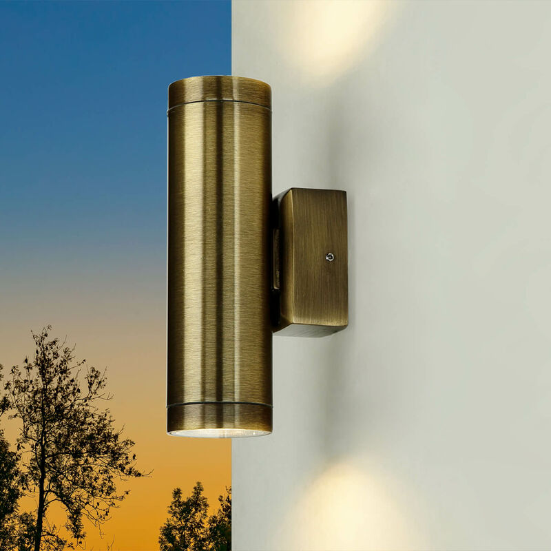 Applique d'extérieur SERRES de couleur cuivre antique en laiton au design moderne GU10 - Laiton antique