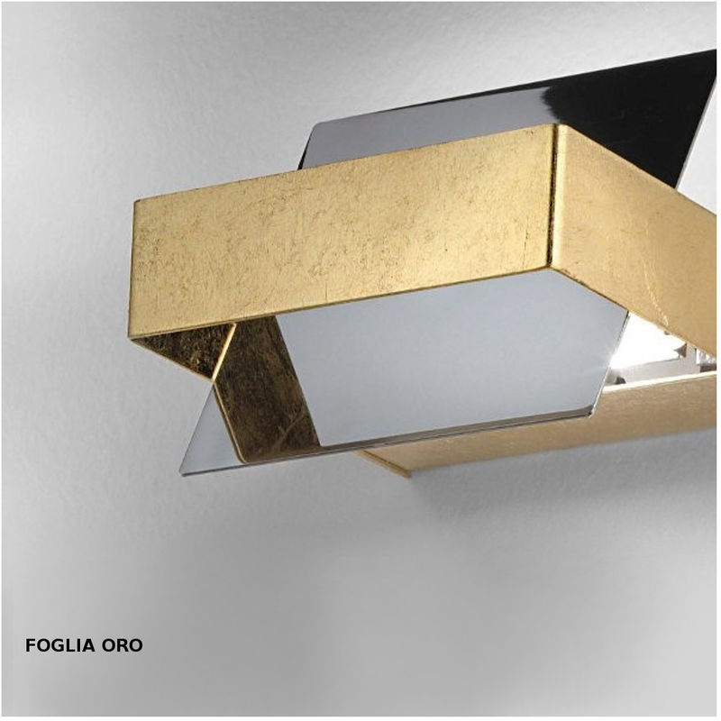 Image of Applique moderno Fratelli Braga volta 2010 a led metallo basculante lampada parete, finitura metallo foglia oro - Foglia oro