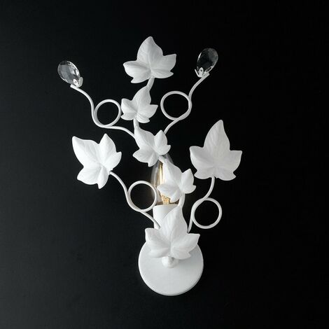 Applique fer minable une lumière Strass blanc 22x h32 cm lierre