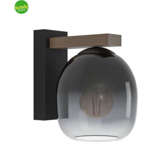 Applique Filago Eglo 1xE27 Nero Vetro Grigio